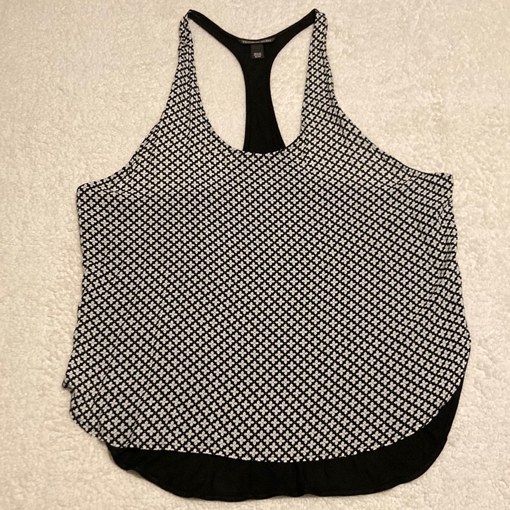 NWOT Victoria’s Secret black & white floral racer back oversized tank Size XL